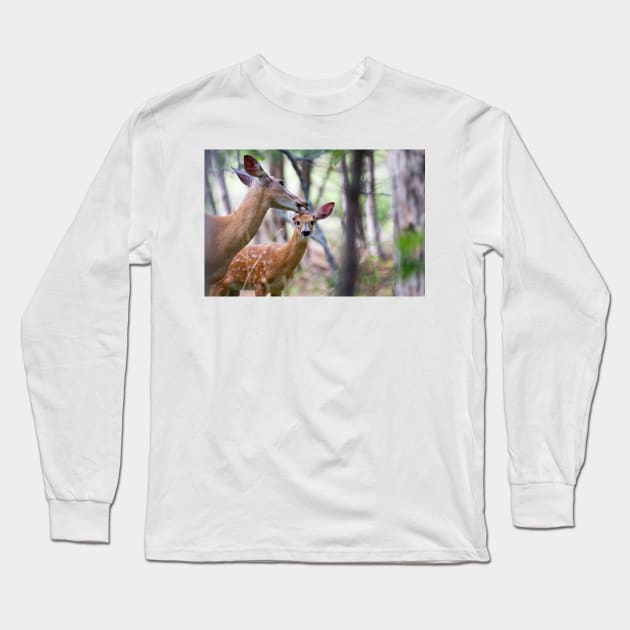 Aw Mom!…my fur's fine - White-tailed deer Long Sleeve T-Shirt by Jim Cumming